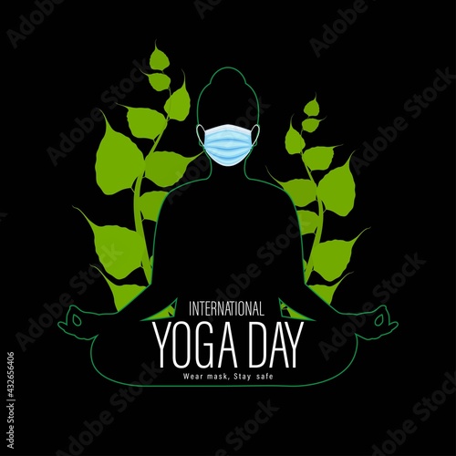 Vector illustration of International Yoga day concept banner, 21 June.
