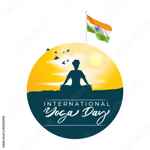 Vector illustration of International Yoga day concept banner, 21 June.