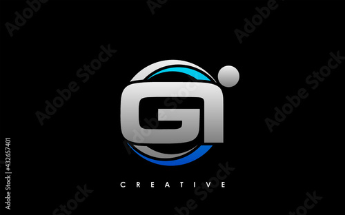 GI Letter Initial Logo Design Template Vector Illustration