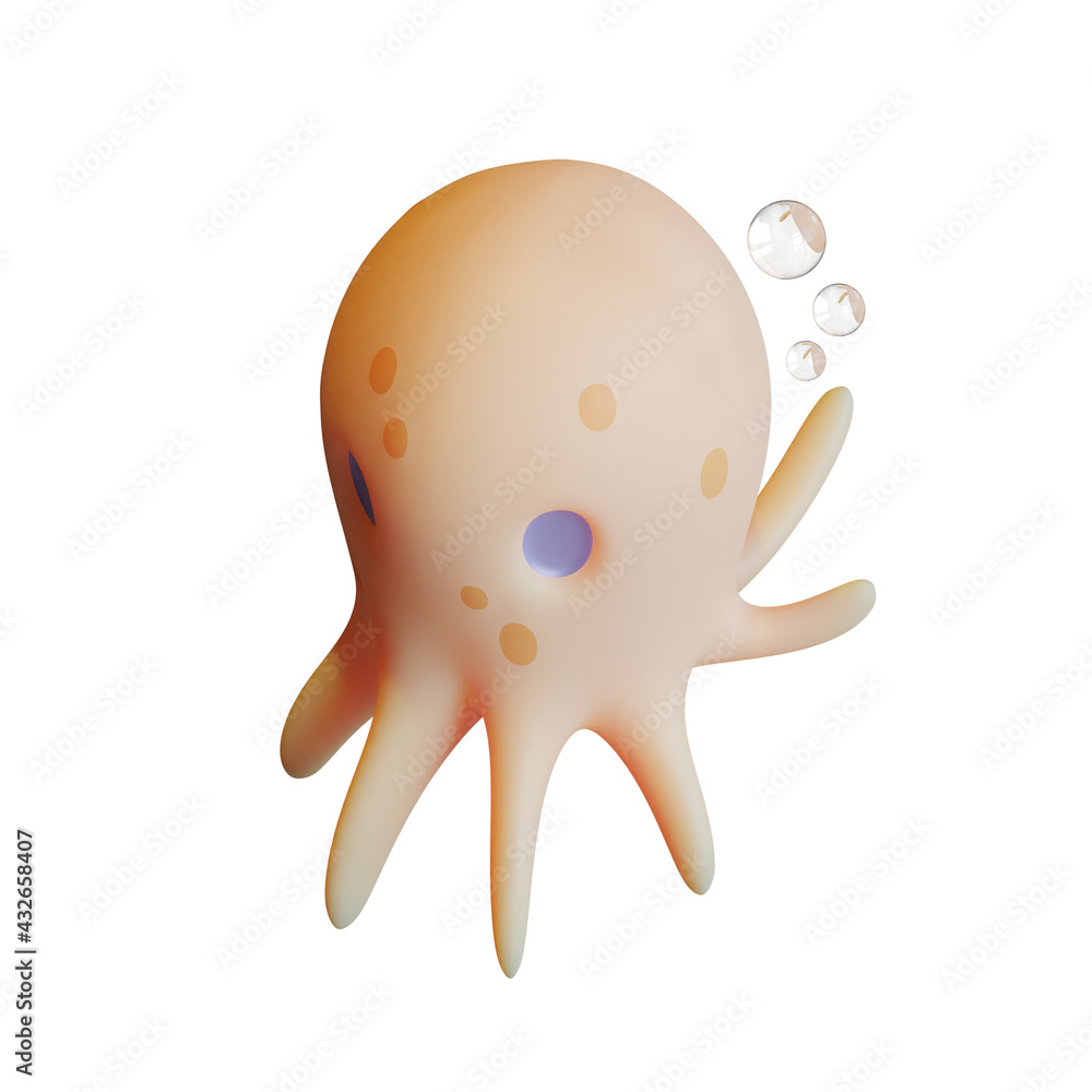 Octopus 3D Rendering Illustration Octopus 3D Rendering Illustration