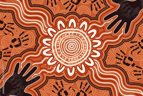 Hand print aboriginal connection art