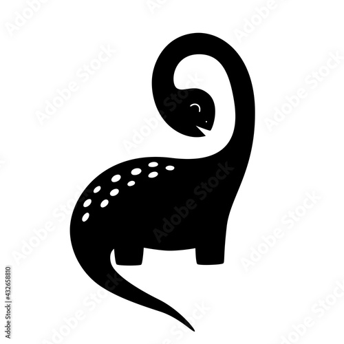Silhouette of a dinosaur. Dino Silhouette. Vector illustration.  Isolated on white background. Good for posters, t shirts, postcards.