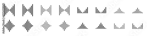 Equalizer waves. Sound waves set isolated on white background. Sound or music concept. Vector illustration