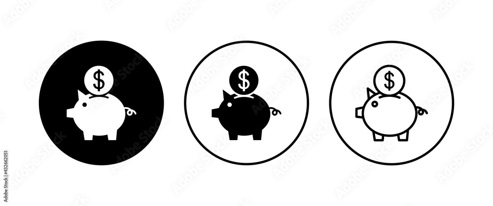 Piggy bank icon set. piggy money icon Piggy bank icon set. piggy money icon