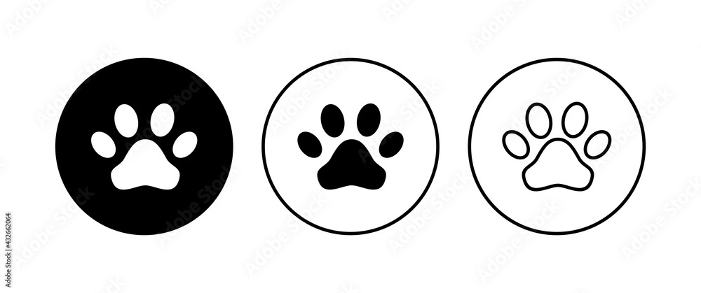 Paw icon set. paw print icon vector. dog or cat paw Paw icon set. paw print icon vector. dog or cat paw