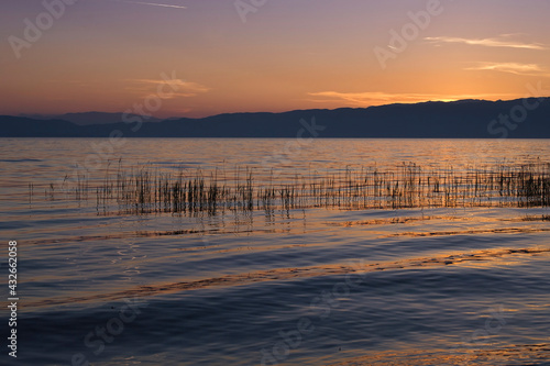 Sunset over the lake Ohrid Macedonia.