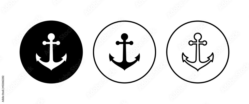 Anchor icon set. Anchor symbol logo. Anchor marine icon. Anchor icon set. Anchor symbol logo. Anchor marine icon.