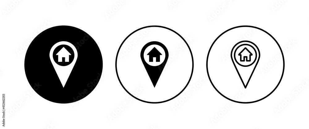 Address icon set. home location icon vector Address icon set. home location icon vector