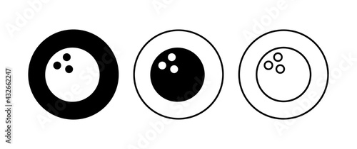 Bowling icon set. bowling ball and pin icon. bowling pins