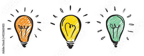 Light Bulb. Concept and ideas, hand-drawn illustration. Vector. 