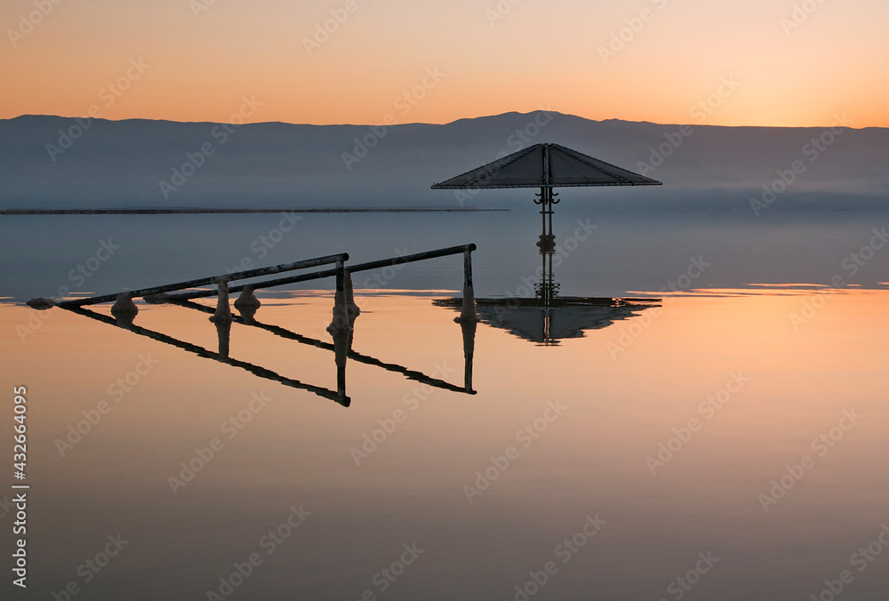 Umbrella In The Dead Sea,Ein Bokek,Israel 