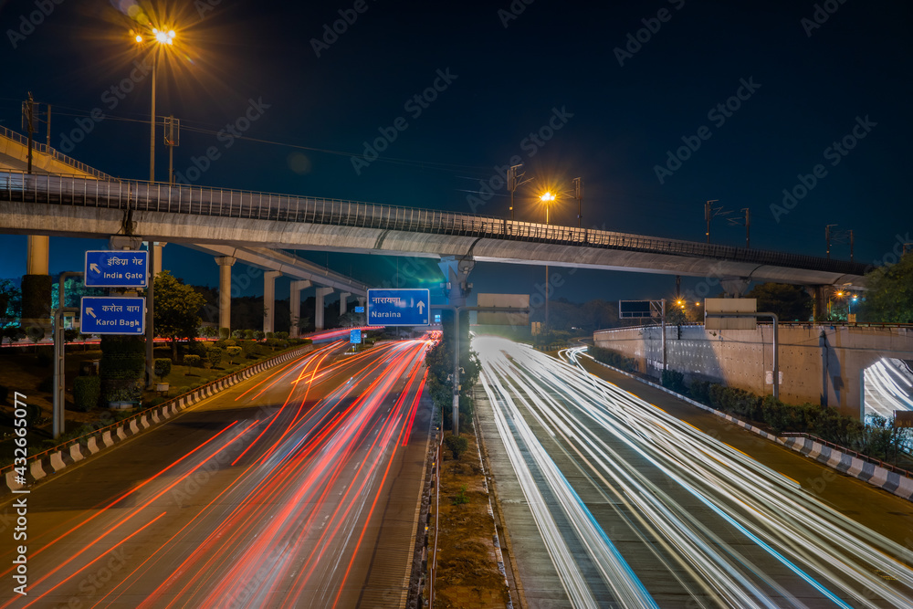 night traffic on the delhi highway night traffic on the delhi highway
