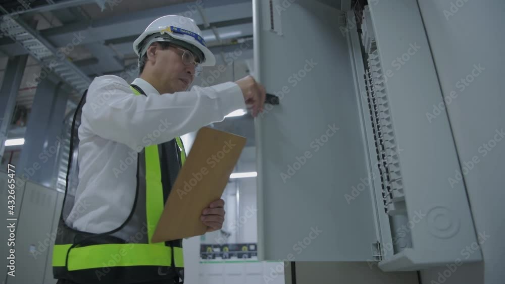 Business concept of 4k Resolution. Asian engineers inspect the factory control panel. Business concept of 4k Resolution. Asian engineers inspect the factory control panel.