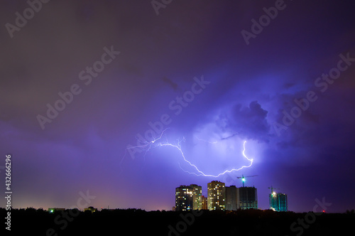 Lightning storm in the city
