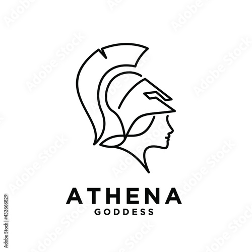 premium Athena the goddess black vector icon line logo illustration design isolated background photo