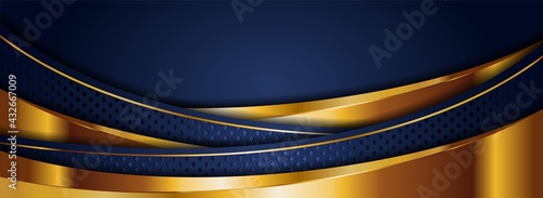 Luxury Navy Background Design Combined with Golden Lines Element.