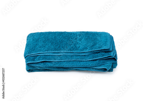 Blue color towel on isolated white background