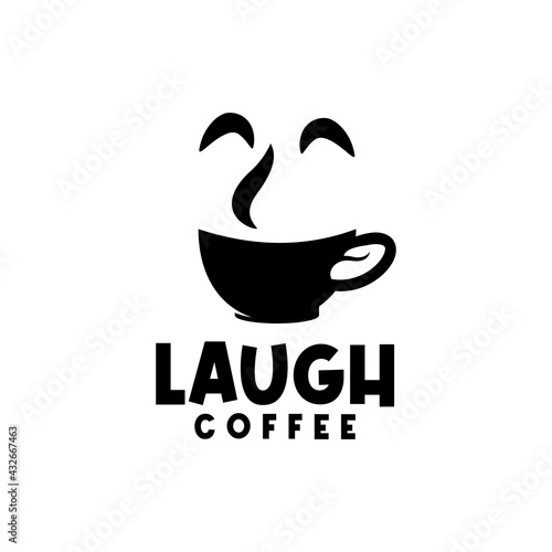 illustration of a laughing human face. the combination of a laughing face and a cup for the mouth. suitable for business logos related to cafes and comedy.