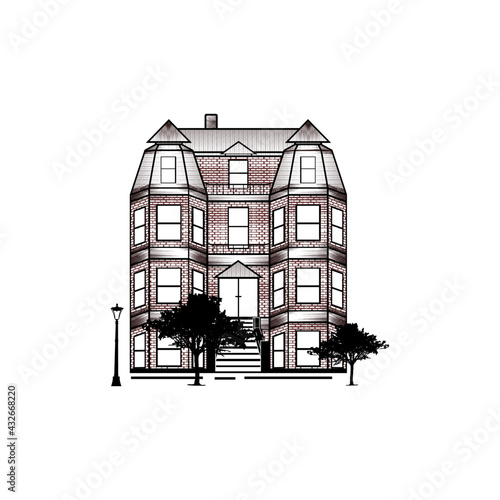 The brownstone building illustration vector