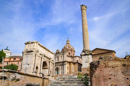 Roman Forum, a forum surrounded by ruins in Rome, Italy © momo11353