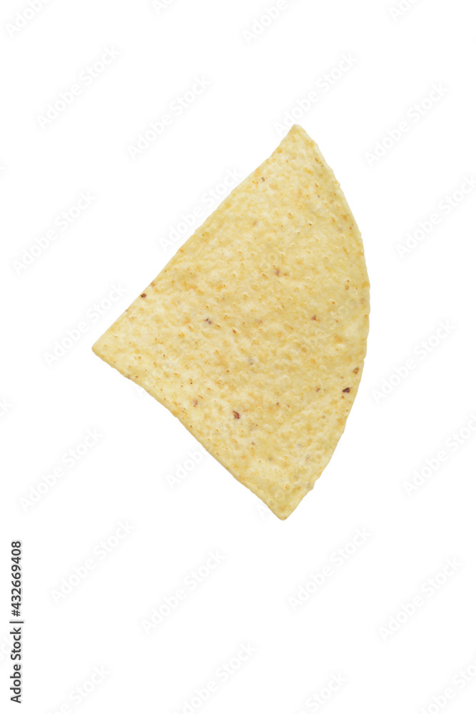one isolated nacho chip on white one isolated nacho chip on white