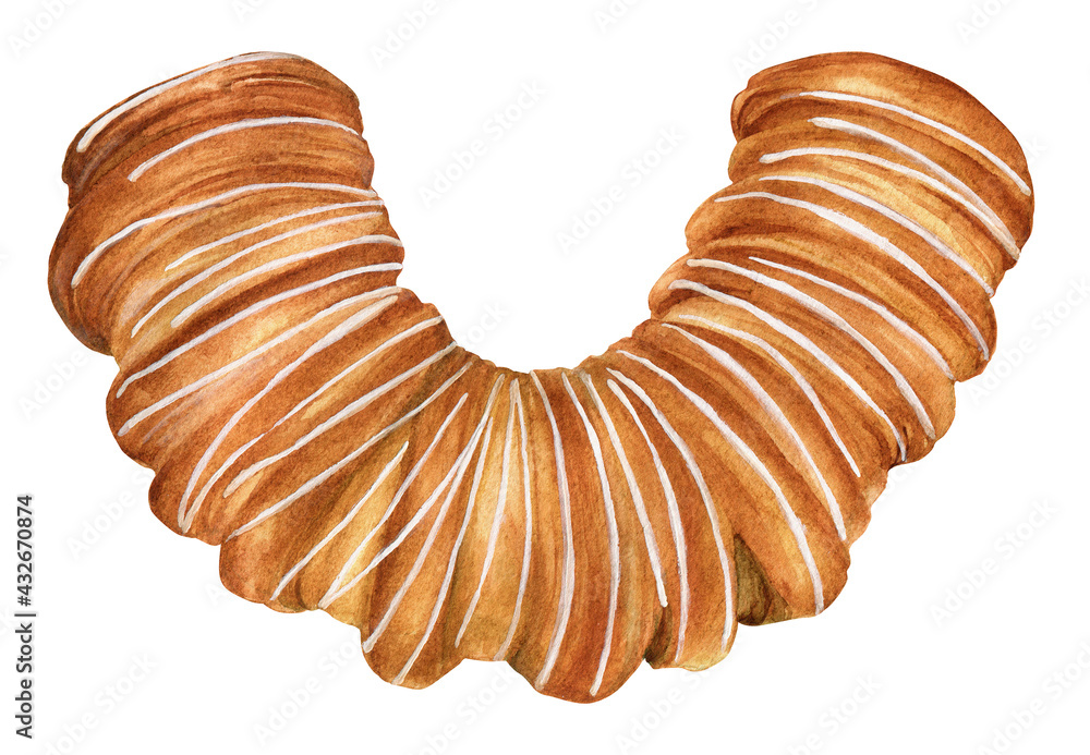 Watercolor illustration of the puff pastry bun