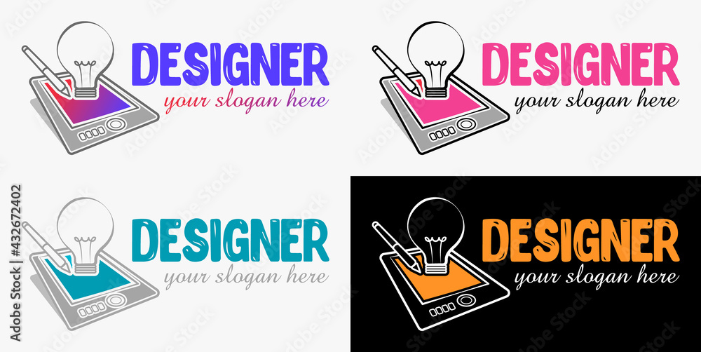 Vector modern design style logo template for graphic designer or artist. Vector graphic and digital drawing sign or symbol for creative studio. Stylish design element icon. Vector modern design style logo template for graphic designer or artist. Vector graphic and digital drawing sign or symbol for creative studio. Stylish design element icon.