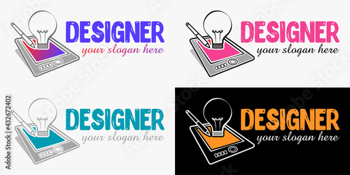 Vector modern design style logo template for graphic designer or artist. Vector graphic and digital drawing sign or symbol for creative studio. Stylish design element icon.