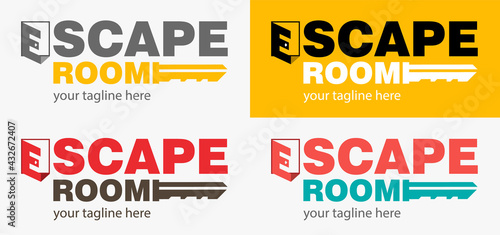 Quest or Escape room abstract logo.  Cooperative game sign of closed room.