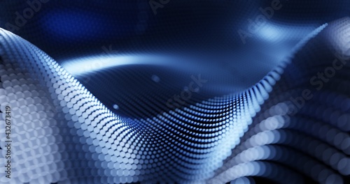 Particle drapery luxury blue 3d illustration background
