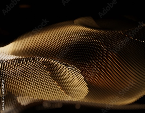 Fototapeta Naklejka Na Ścianę i Meble -  Abstract Particle drapery luxury gold 3d illustration background