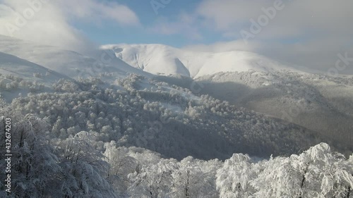 Aerial view of winter snow scene
