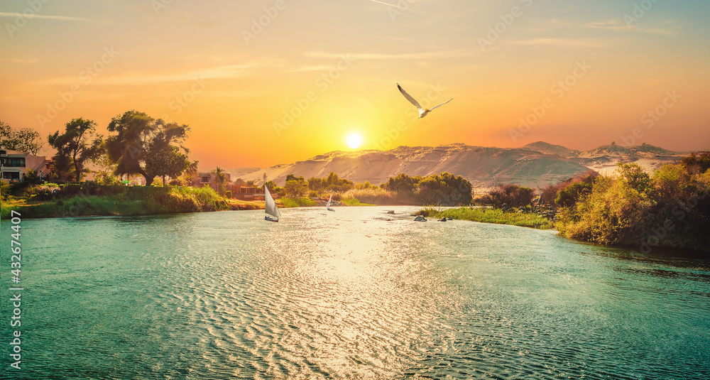 Sunset sun in Aswan