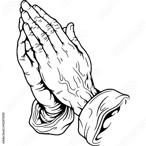 sketch of a hand drawn | Namaste hand sign