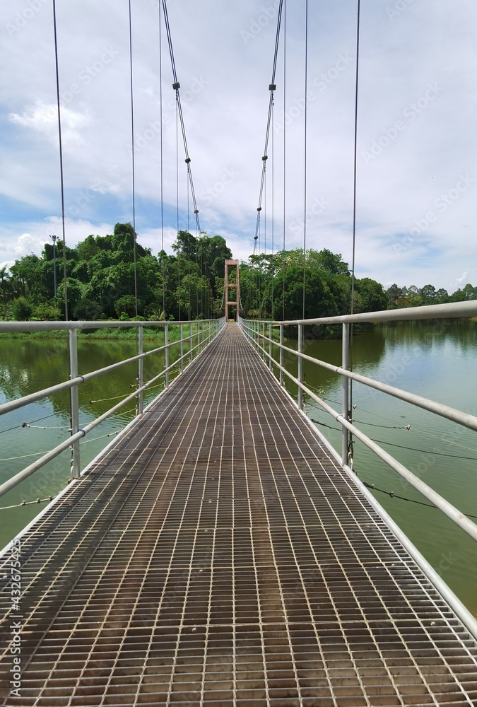 Fototapeta premium suspension bridge over river