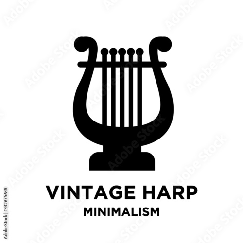 beautiful luxury classic lyre mini harp vector icon flat illustration design isolated background photo
