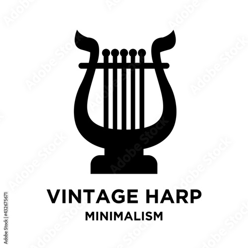 beautiful luxury classic lyre mini harp vector icon flat illustration design isolated background