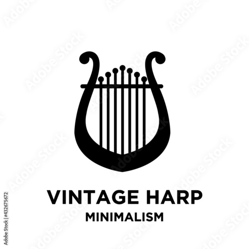beautiful luxury classic lyre mini harp vector icon flat illustration design isolated background photo