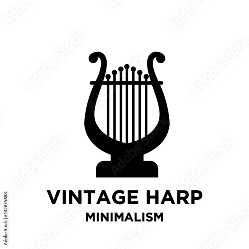beautiful luxury classic lyre mini harp vector icon flat illustration design isolated background