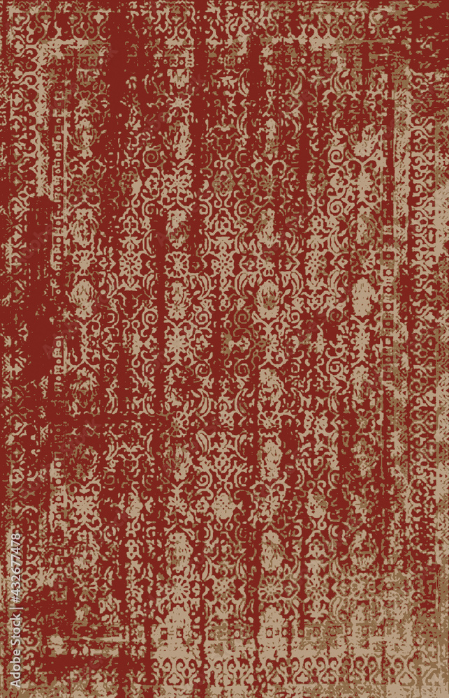 Carpet bathmat and Rug Boho Style ethnic design pattern with distressed woven texture and effect
