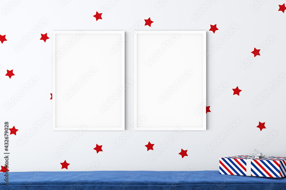 Independence Day mockup, Frame mockup, 3D rendering Independence Day mockup, Frame mockup, 3D rendering