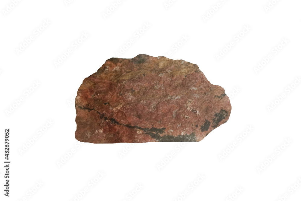 Raw rhodonite rock isolated on white background. Raw rhodonite rock isolated on white background.