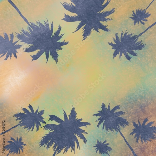 Silhouette coconut palm trees collection 