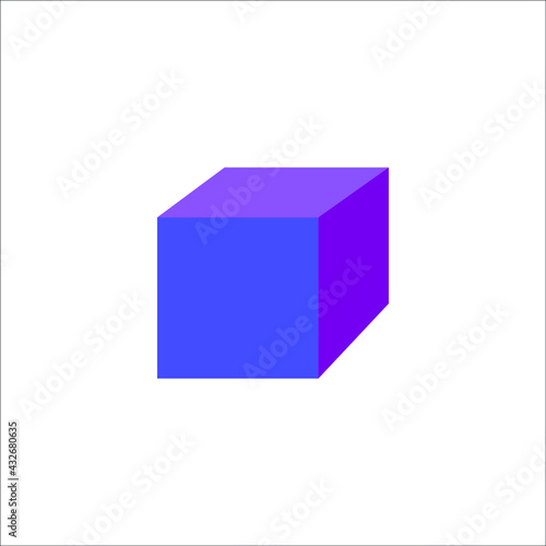 Vector colorful cube, simple square 3D shape isolated on white background, blue and pink colors.
