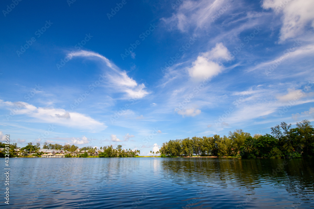 white cloud and blue sky on lake at Bang Tao Beach Phuket