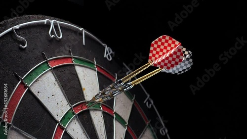 Three darts hit the tripling of sector 20 on the Dartboard. 180 points with three darts. 