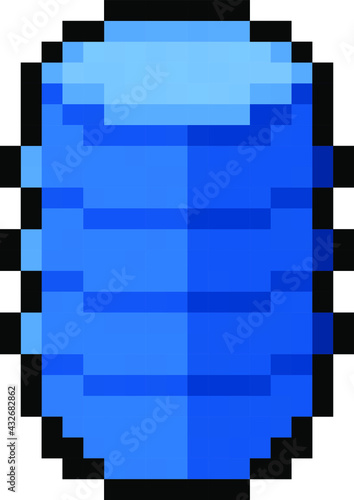 Pixel blue barrel - Vector, isolated