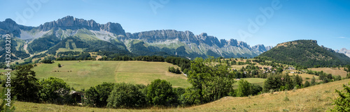 Panorama view of a village in the french Vercors National Park