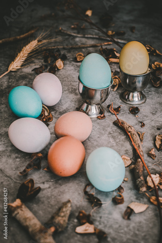 easter eggs on a table