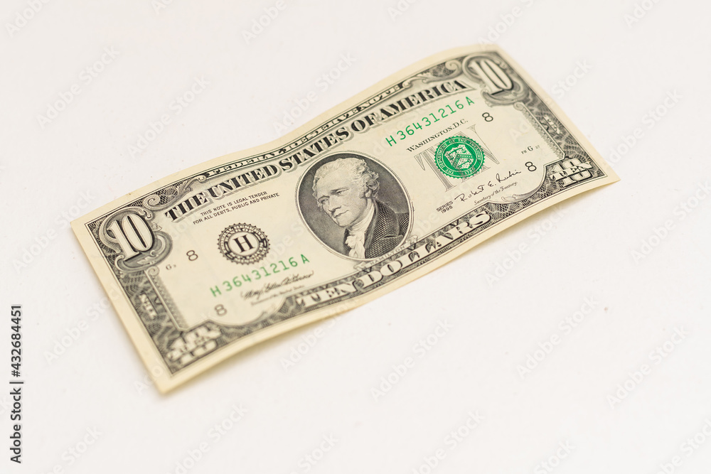 Close up dollar banknote on white background Close up dollar banknote on white background